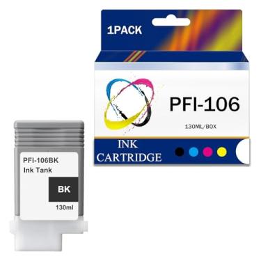 Imagem de Cartucho de tinta remanufaturado 12 cores PFI-106 130 ml para cartucho de tinta PFI-106 para impressoras Canon iPF-6400 iPF-6400S iPF-6410 iPF-6450 iPF-6460 iPF-6410s, BK-1 pacote