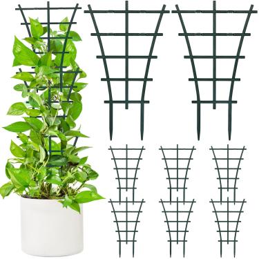 Imagem de SYWHXY Pacote com 12 Treliças para Plantas Trepadeiras Internas, Treliças Empilháveis para Plantas Internas, Mini Treliças de Plástico para Plantas Trepadeiras, Vasos de Flores, Suporte para Plantas E