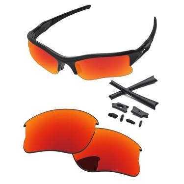 Imagem de PapaViva Lentes de reposição e kits de borracha para óculos de sol Oakley Flak Jacket XLJ OO9009 63 mm, Vermelho fogo, Flak Jacket XLJ
