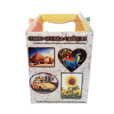 Imagem de Kit 4 Quebra-Cabeça Cognitivo Idosos Formatos Diferentes - Reidopendri