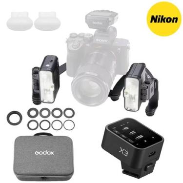 Imagem de Kit Flash Macro Dental Duplo Godox Mf12-dk3 + Rádio Flash X3 Para Câme