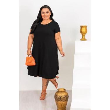 Imagem de Vestido Midi Plus Size Com Manguinha Tamanho do 46 ao 54 Viscolycra - 