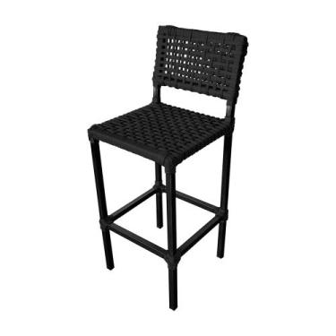 Imagem de Banqueta França Aluminio com Corda Naútica Preta  - ATHENAS, PRETO