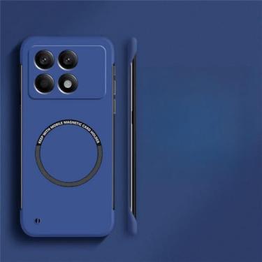 Imagem de Capa de telefone sem moldura magnética ultra fina para PC rígido para Xiaomi Poco X6 Pro F3 F4 F5 Pro Matte Pure Color Solid Cover, azul escuro, para Poco X6 Pro