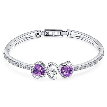 Imagem de Menton Ezil Joias modernas PRINCESS 18 K banhado a ouro branco ajustável articulado bracelete bracelete com cristal Swarovski para mulher senhora menina (prata), 7 inches, Cristal, Não aplicável