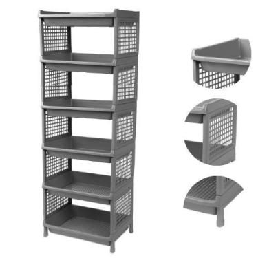 Imagem de Prateleira Estante De Plástico 6 Andares Multiuso Desmontável 40x28x90