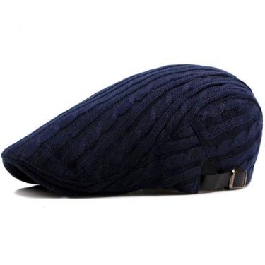 Imagem de Boina Clássica Tricô de Lã Viseira Plana Bordada Retro Moda Outono Inv