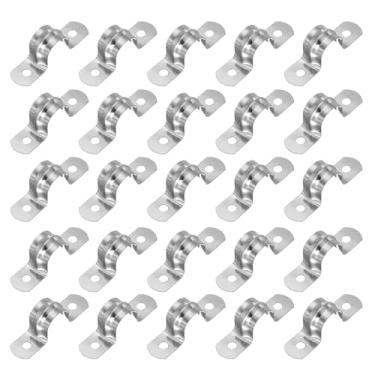 Imagem de PATIKIL Correia de tubo rígido de 5/9" (14 mm), 25 peças braçadeira de conduíte de aço inoxidável 304 2 furos suporte em U braçadeira de tubo para fixação de fio de cabo de tubulação