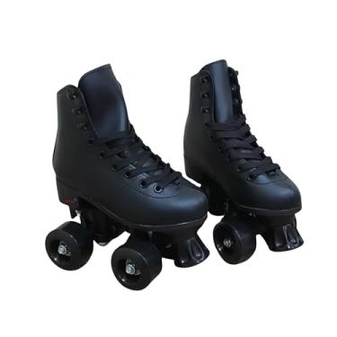Imagem de Patins Quad Clássico Infantil, 4 Rodas, Cano Alto, Preto (30/31)