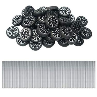 Imagem de EUDAX Rolo de plástico de 30 mm x 9 mm, roda de brinquedo de eixo de 2 mm de diâmetro e eixo redondo de 2 mm x 100 mm para brinquedo de bricolage, carro, camião, barco, helicóptero, peça