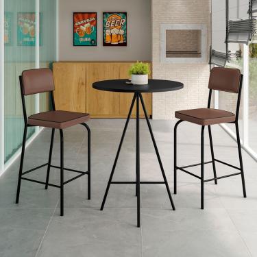 Imagem de Mesa Bistrô com 2 Banquetas Milão Preto/Marrom - Art Panta