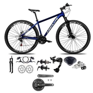 Imagem de Bicicleta Aro 29 Absolute Nero 5 Câmbio Traseiro Shimano Alívio E Altus 27v Freio Hidráulico Garfo Trava Azul Tam 19