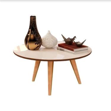 Imagem de Mesa De Centro Dubai Sala De Estar/Cozinha/Quarto Estilo Retrô(OFF WHITE/FREIJÓ)