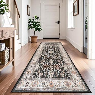 Imagem de TOPRUUG Tapete de corredor lavável 10 x 20 cm - Tapete de corredor de cozinha, antiderrapante, lavável, impermeável, tapete corredor para sala de estar, quarto, banheiro (preto, 10 x 20)