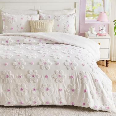 Imagem de Conjunto de edredom VIVILINEN Twin para meninas, roxo floral, 2 peças