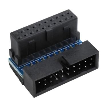 Imagem de PIYANYO Placa mãe de mesa USB 3.0 19P 20P suporte de pino vertical gira 90 graus direção cotovelo máquina cabo corredor (baixo 90°) -1 peça