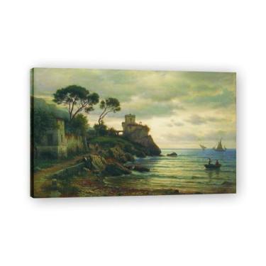 Imagem de Impressões em tela famosas. "Paisagem italiana" de Lev Lagorio, Reproduções de arte clássicas, decoração de parede moderna para sala de estar escritório. Moldura interna 30x48cm-11,8x18,8 pol