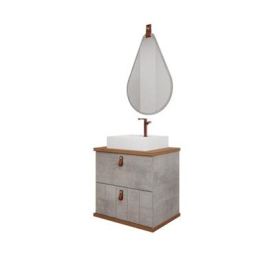 Imagem de Gabinete de Banheiro Milano 60 com Espelho Gota Cimento/Freijo - MGM