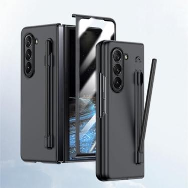 Imagem de HOULEE Capa para Samsung Galaxy Z Fold 5 com caneta S e protetor de tela, capa de telefone amigável para a pele com suporte para S Pen carregamento sem fio, capa protetora completa para PC para Galaxy