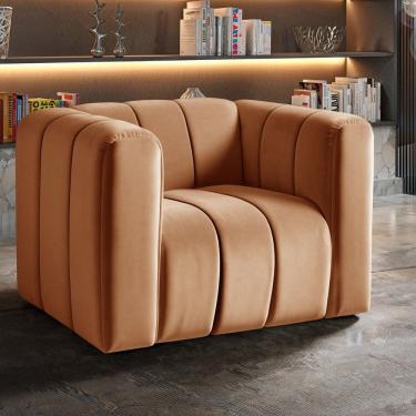 Imagem de Poltrona Mona Decorativa Retrô Moderna Sala de Estar Terracota