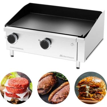 Imagem de Chapa Comercial 2 Queimadores 5mm 40x60 A Gás Inox Marchesoni