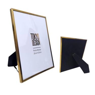 Imagem de Porta Retrato Escovado 20X25 Moldura para Fotos Tokyo Design, Dourado