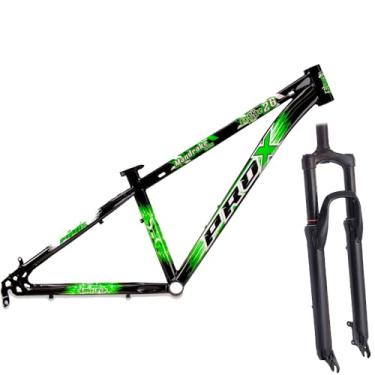 Imagem de Kit Quadro Freeride Aro 26 PRO-X Mandrake Modelo 2025 Grau e Manobras + Garfo de Suspensão 80mm,Preto Verde Branco