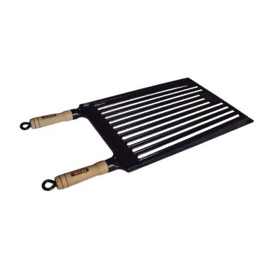 Imagem de Grelha Parrilha Argentina Ferro Fundido Cabo Madeira 30X55Cm