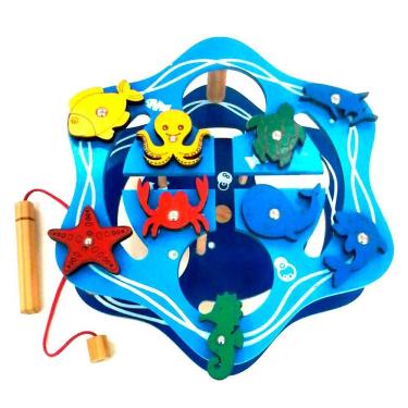 Imagem de Jogo Da Pescaria Em Madeira - Azul - Bem Infantil
