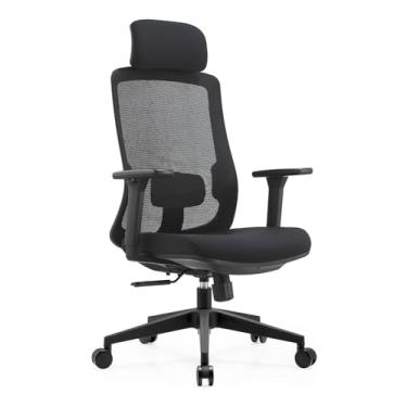 Imagem de Cadeira Presidente BLM189 P BlumeOffice Ergonômica, Suporta até 110kg, Encosto em Tela, Apoio Lombar, Assento com Espuma Injetada, Regulagem de Altura (Preta/Preta)
