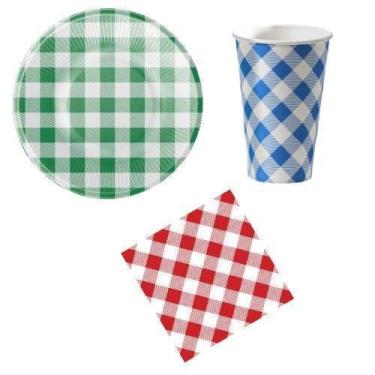 Imagem de Kit 20 Convidados Pratos Copos Papel Guardanapo Festa Junina - Udlandi