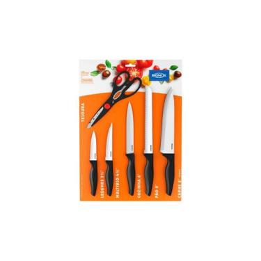 Imagem de Conjunto de Facas Brinox Cross 6 Peças Preto