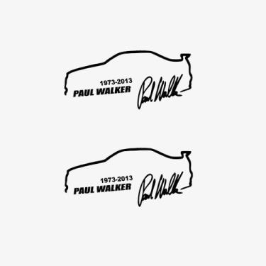 Imagem de 2 Adesivos Paul Walker Velozes E Furiosos + Autógrafo Preto - Jhow Ade