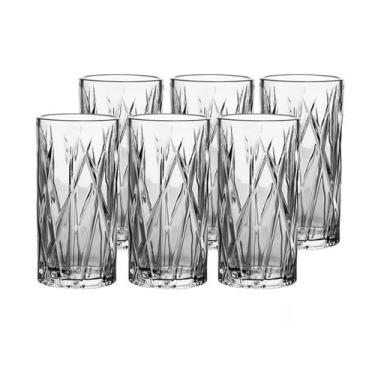 Imagem de Jogo 6 Copos Alto Long Drink Cristal Água Suco 390ml Forest Transparen