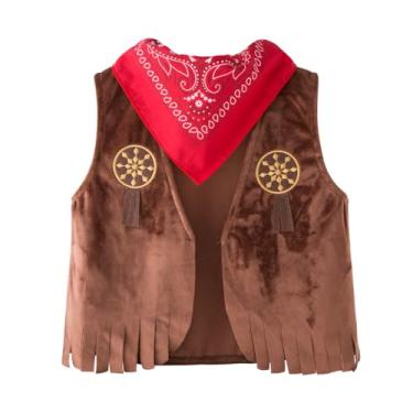 Imagem de LXKIKMM Mai's Baby Western Cowboy Style Kids Costume Vest Cosplay Fantasia 2-3 anos