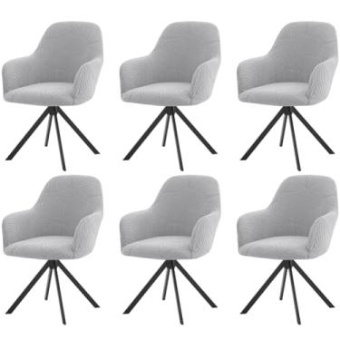 Imagem de Lzyjckh Capa elástica para cadeira de jantar com encosto curvo, Capa para cadeira de bar giratória com braços, para decoração de sala de estar, quarto e casa,Light gray 6pcs