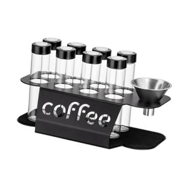 Imagem de IEUDNS Adegas para armazenamento de grãos de café expresso em dose única, expositor e funil, frascos de vidro transparente para balcão de bar no varejo