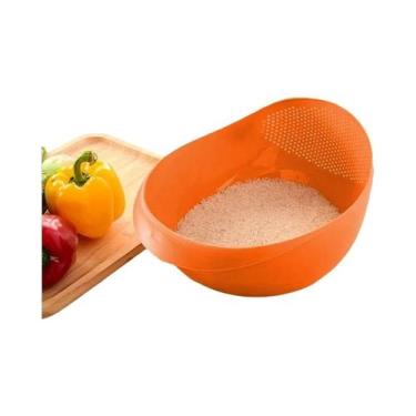 Imagem de Cesto Escorredor Multifuncional De Plástico Para Lavagem De Arroz Com 
