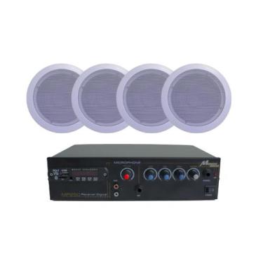 Imagem de Kit Som Ambiente Teto Gesso Embutir + 04 Arandelas - MPower Sound