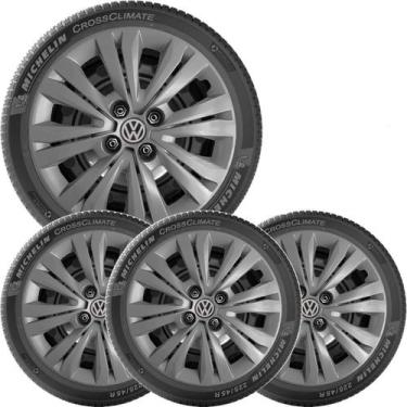 Imagem de 4x Calota Jogo Vw Gol G2 G3 G4 G5 G6 G7 Aro 13 Grafite 244ca - Grid