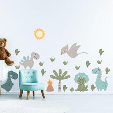 Imagem de Adesivo De Parede Dinossauros Baby Autocolante Destacável - PAPEL E PA