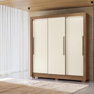Imagem de Guarda-Roupa Casal Santos Andirá Maringa com 3 Portas de Correr, 2 Gavetas e 5 Prateleiras - 194,4cm de largura