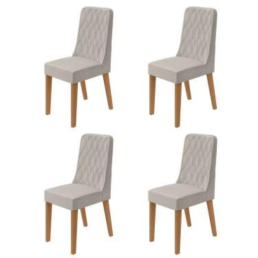 Imagem de Conjunto para Sala de Jantar 4 Cadeiras Estofadas Luar Amendoa /Mosaico Cinza