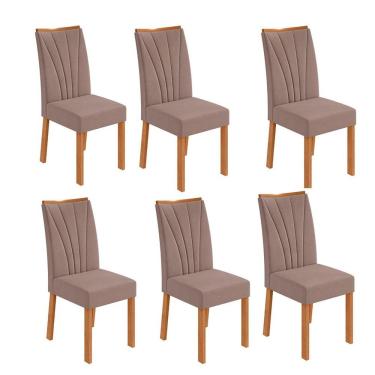Imagem de Conjunto com 6 Cadeiras Apogeu Suede Bege e Amêndoa