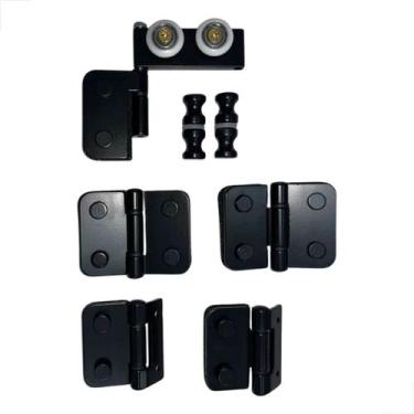 Imagem de Ferragens Dobradiça Para Box Sanfonado Articulado Preto - Fast Vidros