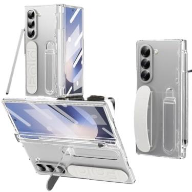 Imagem de Capa protetora de tela de vidro para Galaxy Z Fold 5 com suporte de pulseira articulado e compartimento para S Pen (para Galaxy Z Fold 5/3)