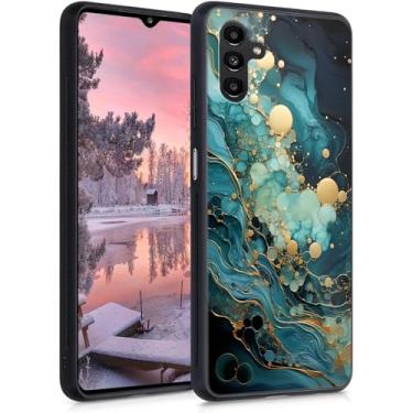 Imagem de DSRGRGFDJ Projetada para Galaxy A25 5G, capa traseira de vidro temperado + capa protetora antiderrapante de silicone macio TPU à prova de choque para Samsung Galaxy A25 5G 6,5 polegadas (mármore)