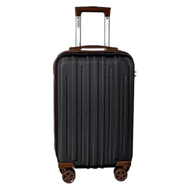 Imagem de Mala de Bordo 10KG Madri ABS Listrada Leve Giratória Anac (Preta com Marrom)