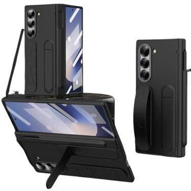 Imagem de Capa protetora de tela de vidro para Galaxy Z Fold 5/1 com suporte de pulseira articulado e compartimento para S Pen (para Galaxy Z Fold 5/1)