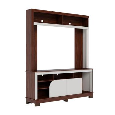 Imagem de Estante para Home Theater e TV até 65 Polegadas Belaya 2 Portas Nogueira e Off White